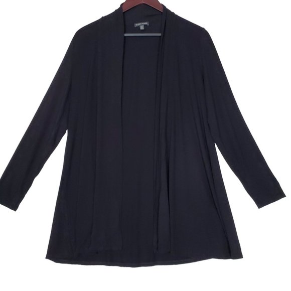 Eileen Fisher Opened Cardigan Womens Size Medium Long Sleeve Black Viscose - Picture 1 of 7